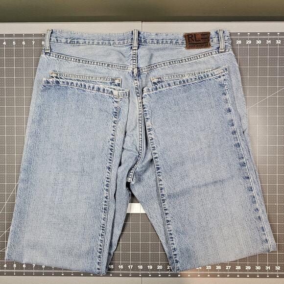 Polo Ralph Lauren Jeans Mens 36x32 Faded Distressed Repaired Straight Relaxed - Picture 13 of 16